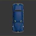 Blue Vintage Car With FABULOS NET SPECTACULAR POWER V8 Decals And Red Wheels