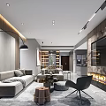 Modern Living Dining Room Interior Design With Sofa Coffee Table TV Wall And Dining Chairs
