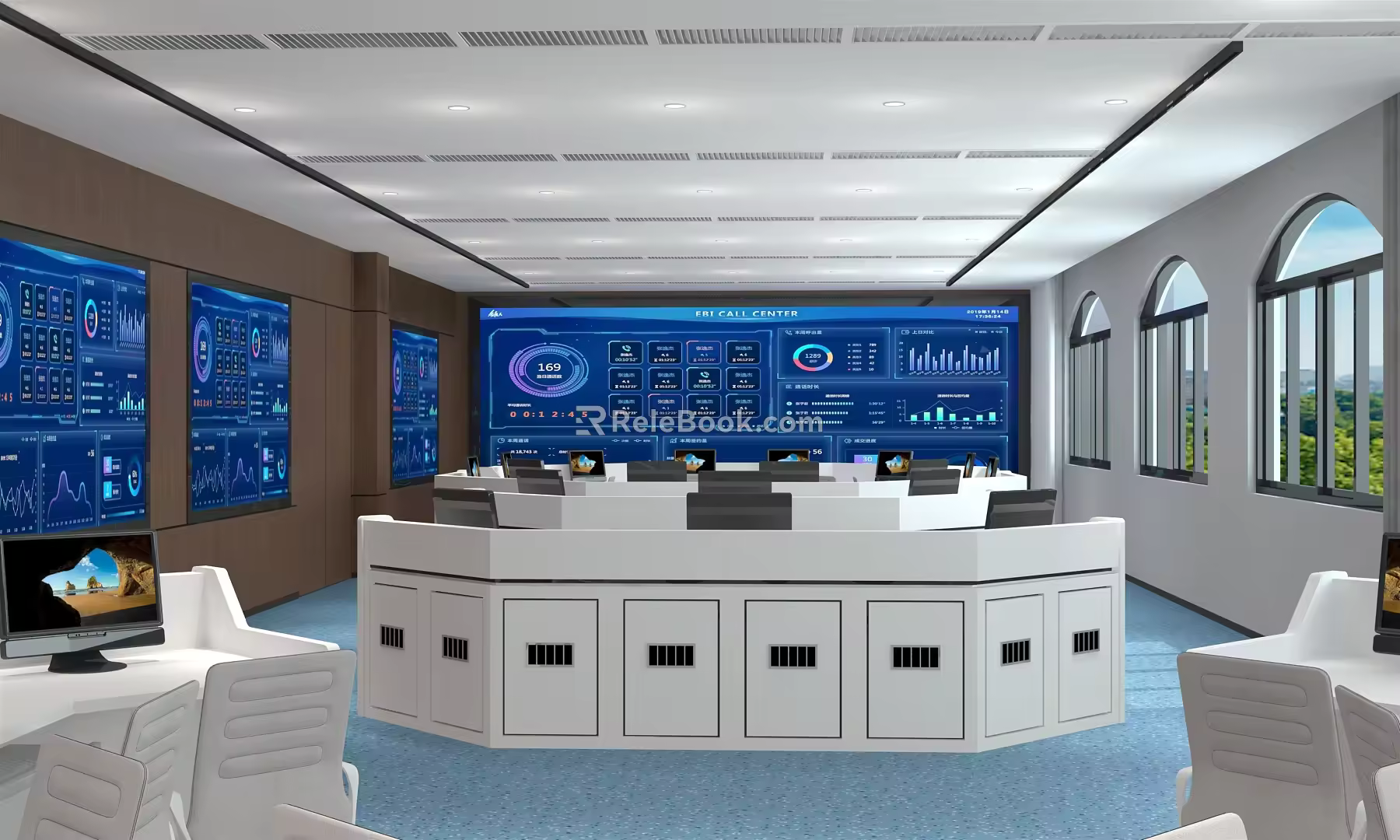 Command Hall of Modern Monitoring Room 3d model