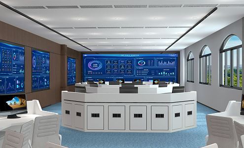 Command Hall of Modern Monitoring Room 3d model