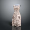 Elegant Sleeveless Patterned Dress with A Line Silhouette and Light Color Design