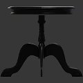 Round Wooden Dining Table With Golden Floral Pattern And Carved Curved Legs