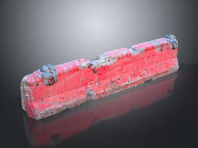 Weathered Red Brick With Chipped Surface And Metal Parts On Both Ends 3d model