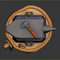 Anvil forging hammer iron cartoon forging game items game props game equipment 3d model