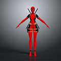Red Black Tight Game Movie Character With Back Swords Utility Belt Ammunition Pouches Gloves Boots
