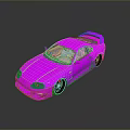 Pink Sports Car With Sleek Body Design And Black Wheels On Shiny Surface