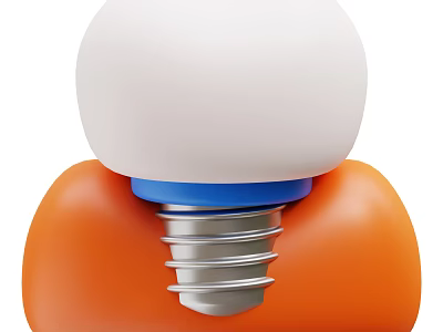 Game Movie Character With White Rounded Head Blue Ring Silver Spiral Neck And Orange Base 3d model