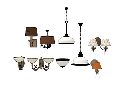 European style lamp combination luxury chandelier wall lamp combination model