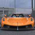 Orange High Performance Sports Car Aerodynamic Body And Rear Wing