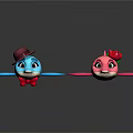 Cute Dolphin Toys Blue With Hat Bow Tie And Pink With Red Rose Decoration