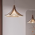 Modern Elegant Pendant Light With Light Shade Bronze Frame Wooden Decor Panel Mirror Reflection 3d model