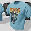 KISS Band Graphic T Shirts With Blue And Black Color Options And Band Art 3d model