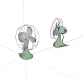 Vintage Light Green Electric Fans With Metal Mesh Cover And Retro Design