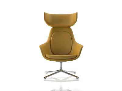 Sleek Modern Yellow Office Chair With High Back Headrest And Chrome Base 3d model