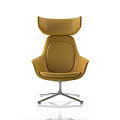 Sleek Modern Yellow Office Chair With High Back Headrest And Chrome Base
