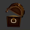 Open Decorative Wooden Storage Chest With Shiny Gold Coins Inside