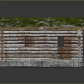 Traditional Log Cabin With Moss Covered Roof Wooden Logs Stone Base And Small Window