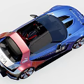 Volkswagen Race Car With Blue Red Gradient Body 74 Number Aerodynamic Design And Rear Wing