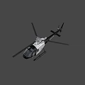 LAPD Police Helicopter with Black and White Exterior Transparent Cockpit and Landing Gear