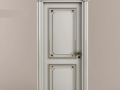 White Hinged Door With Gold Accents And Modern Paneled Interior Design 3d model