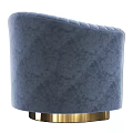 Modern Blue Velvet Armchair With Vertical Tufted Design And Gold Metal Legs