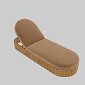 Beige Upholstered Daybed With Wooden Ribbed Frame And Adjustable Backrest