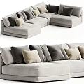 Modern Light Gray Sectional Sofa With Multiple Soft Pillows And Comfortable Design 3d model