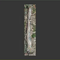 Natural Wood And Stone Decorative Piece With River Pattern And Green Blue Gray Tones