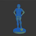 Football Player Model In Argentina Jersey Standing On Green Yellow Base With Soccer Ball