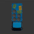 Blue Street Cleaning Truck With Black Circular Containers On Back