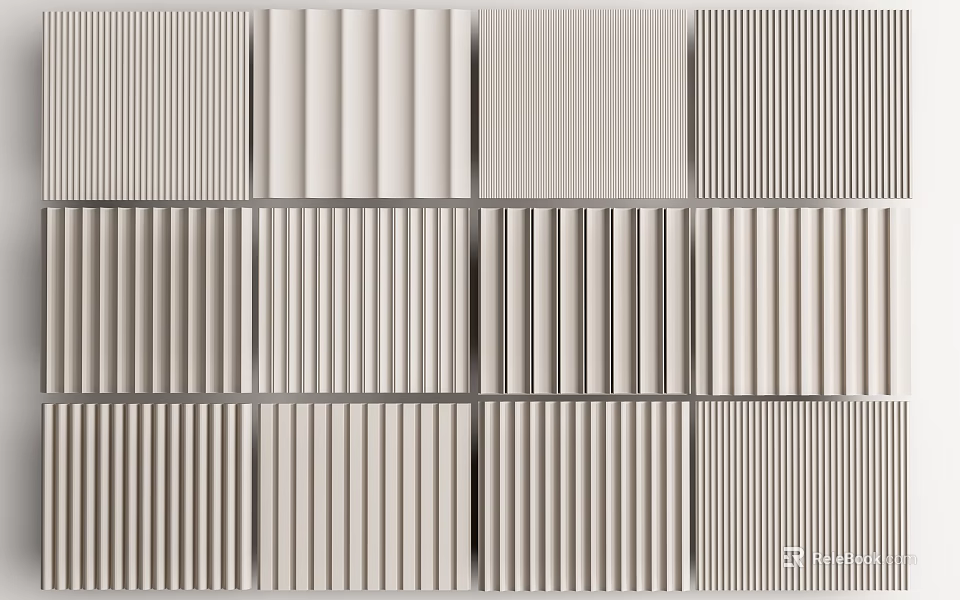 Various Light Color Wall Panels With Different Textures For Interior Decoration 3d model