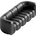 Modern Black Leather Sectional Sofa With Curved Design And Multiple Seats 3d model