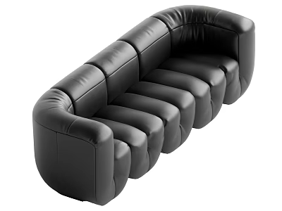 Modern Black Leather Sectional Sofa With Curved Design And Multiple Seats 3d model
