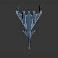 Sleek Blue Fighter Jet Model With Streamlined Design And Red Accents 3d model