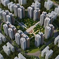 Modern High Rise Residential Buildings Surrounded By Lush Trees And Central Green Plaza