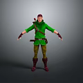 3D Model Of Archer In Green Outfit With Quiver Red Gloves And Brown Boots