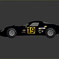 Blue Classic Racing Car With Yellow Number 19 And Streamlined Design