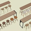 Modern Bar Table and Chair Dining Table and Chair Bar Stool 3d model