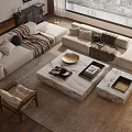 Luxury Modern Sofa And Coffee Table Set With Marble Tabletop Throw Pillows And Area Rug