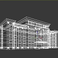 Yellow Facade Office Building With Dark Roof Multi Story Structure Numerous Windows And Spacious Plaza