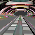 Futuristic Sci Fi Streamlined Tunnel With Curved White Ceiling And Metallic Walkway