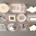 Modern Ceiling Lights with Various Shapes Including Cloud Star Moon and Geometric Designs 3d model