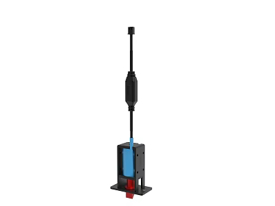 Mechanical Device With Black Base Blue Red Elements And Long Rod 3d model
