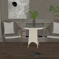 Modern leisure sofa combination negotiation table and chair combination 3d model