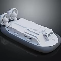 White Hovercraft Water Vehicle With Top Mounted Fans And Air Cushion Base
