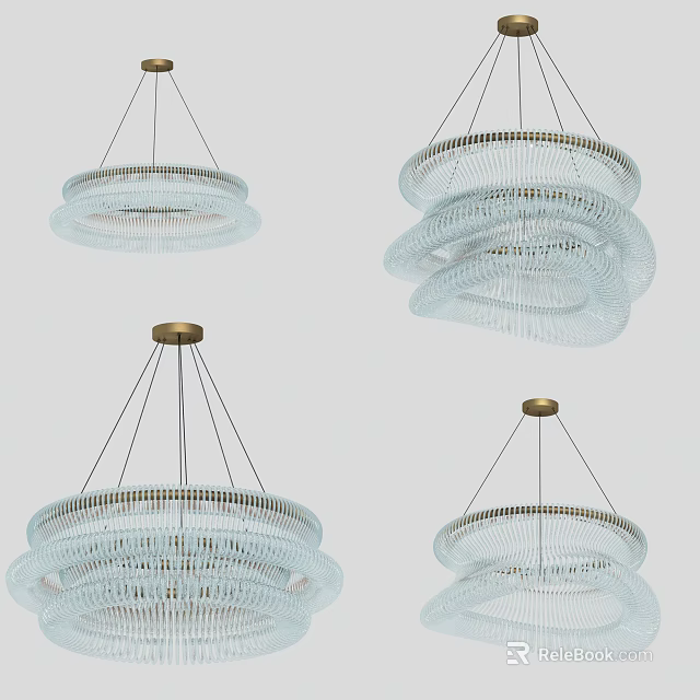 Elegant Modern Hanging Crystal Chandelier With Multi Layer Ring Design And Golden Base 3d model