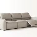 Modern Light Gray Leather Sectional Sofa With Wooden Armrest And Reclining Seats