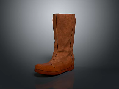Brown Knee High Leather Boots For Casual Everyday Wear And Comfort 3d model