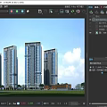 Modern High Rise Residential Building With Blue Sky White Clouds And Green Trees