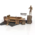 Rustic Woodworking Equipment Display With Workbench Tool Rack Drawers And Bucket